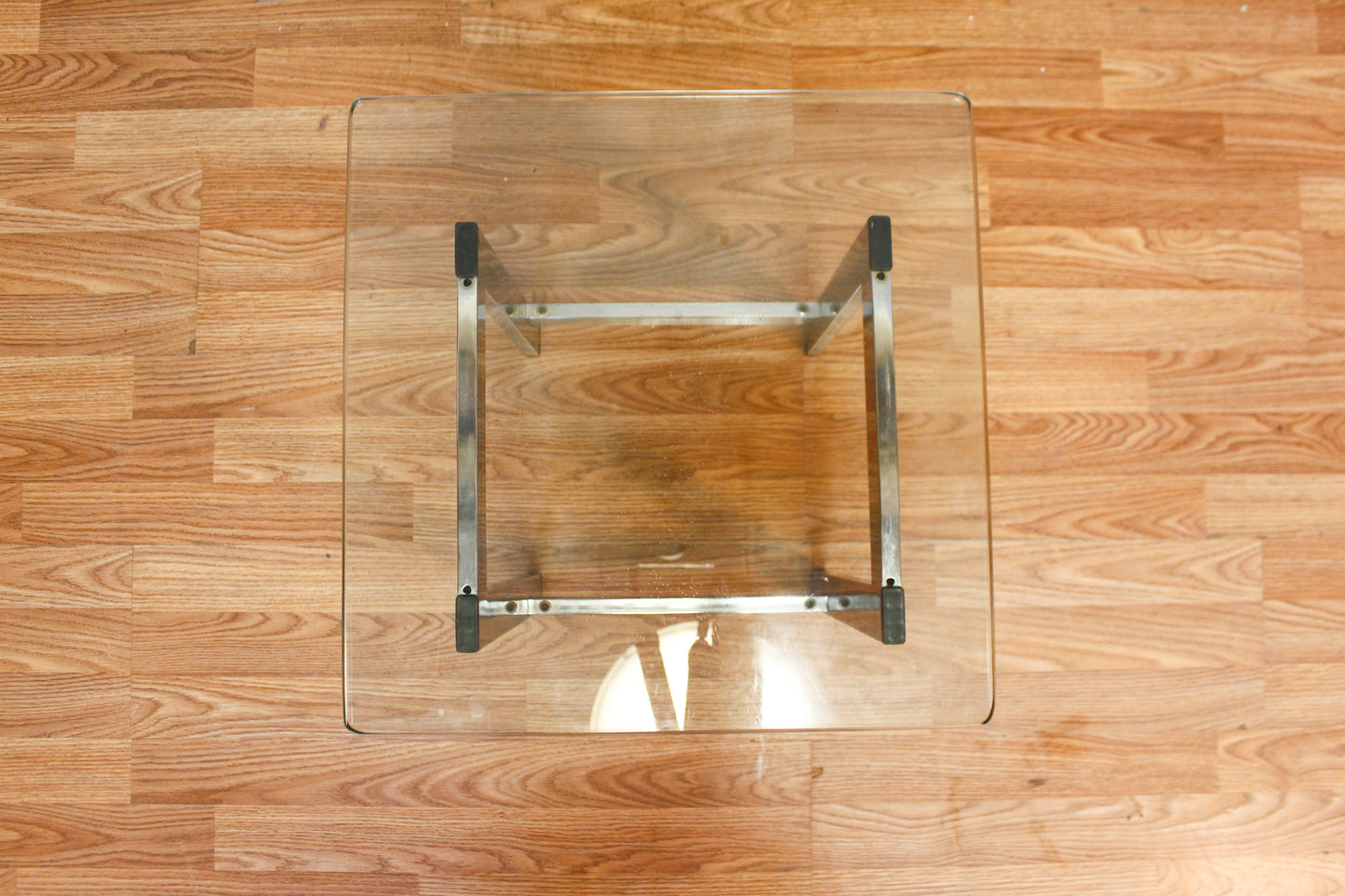 Square Chrome & Glass-Top Side Table
