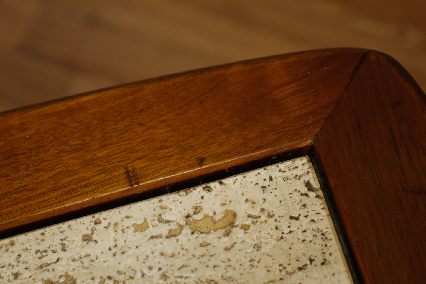 Mid Century Marble & Cane 2-Tier Side Table