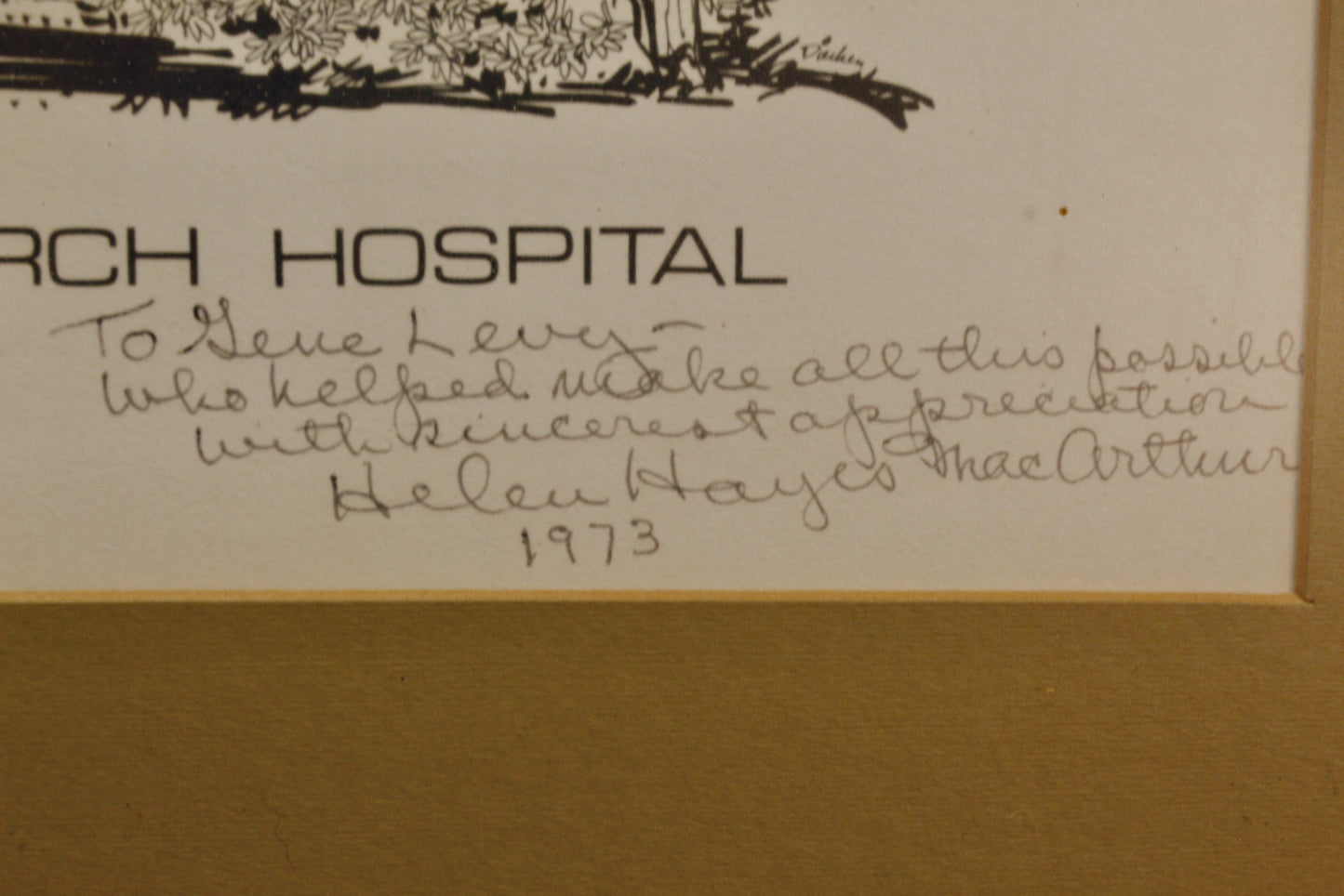 "Helen Hayes Hospital" 1970s Autographed Print W