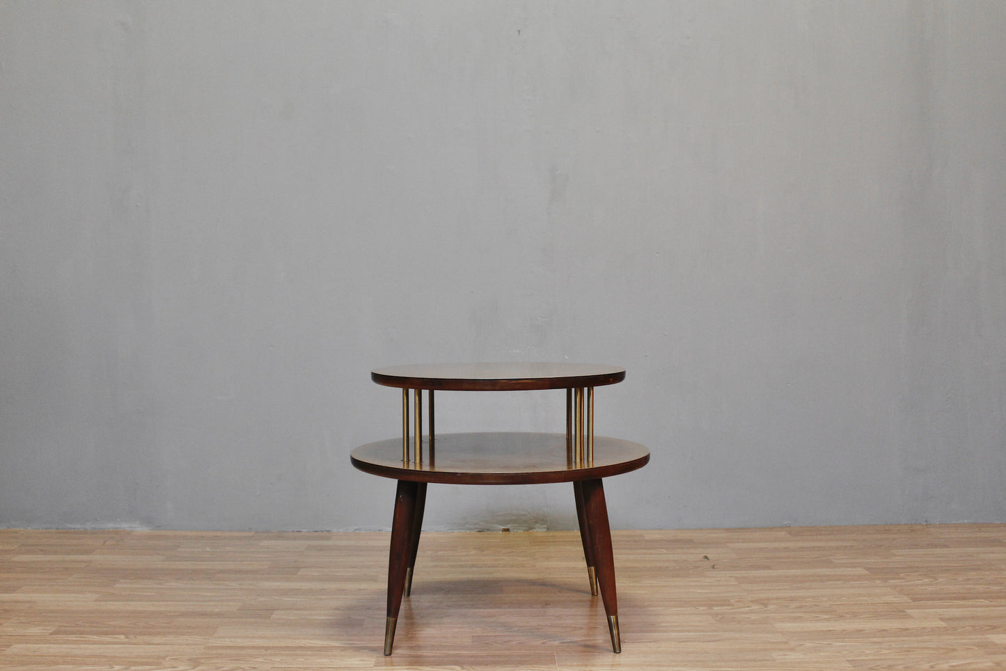 Mid Century Round Laminate 2-Tier End Table