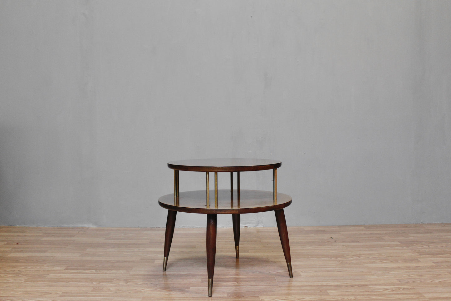 Mid Century Round Laminate 2-Tier End Table