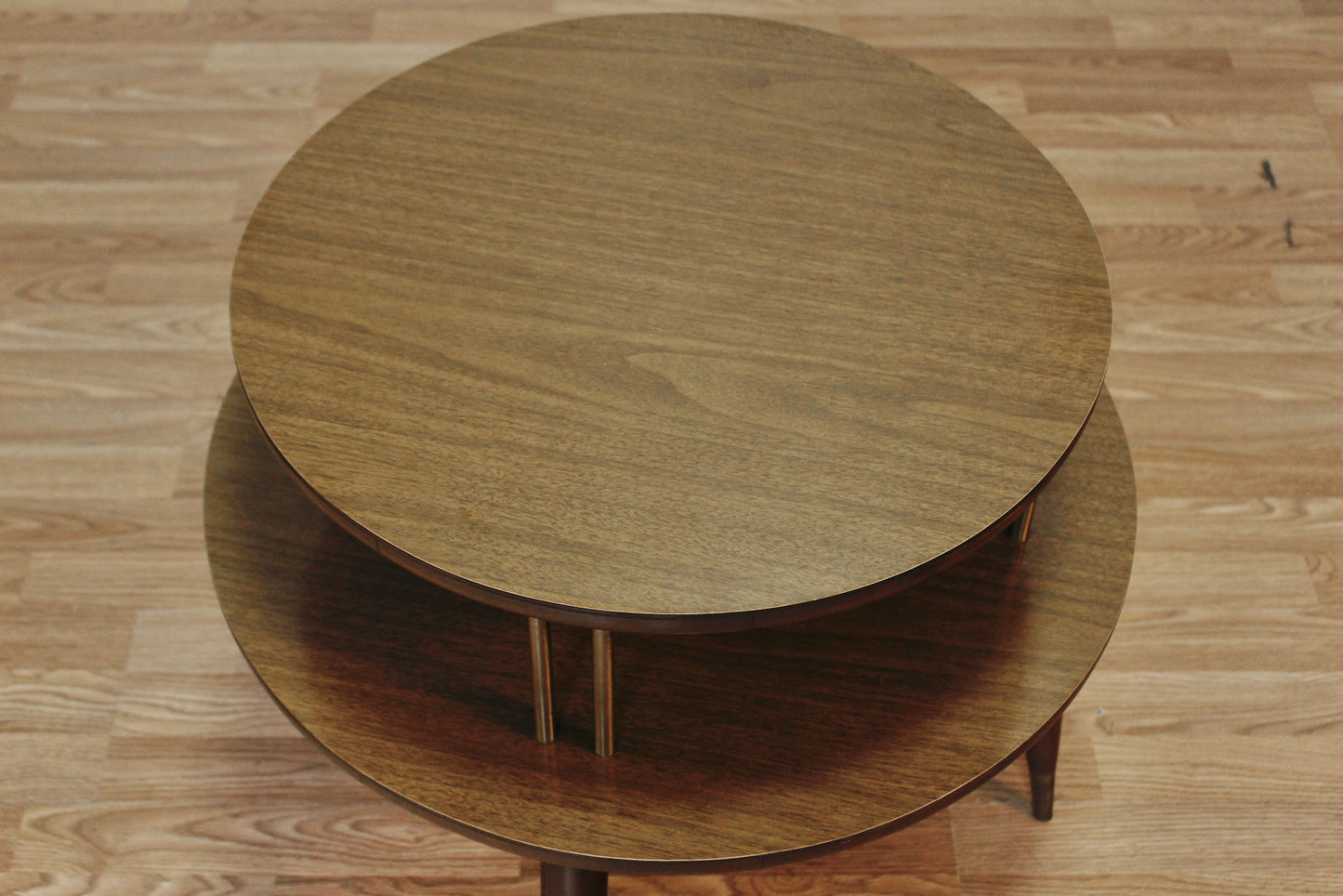 Mid Century Round Laminate 2-Tier End Table