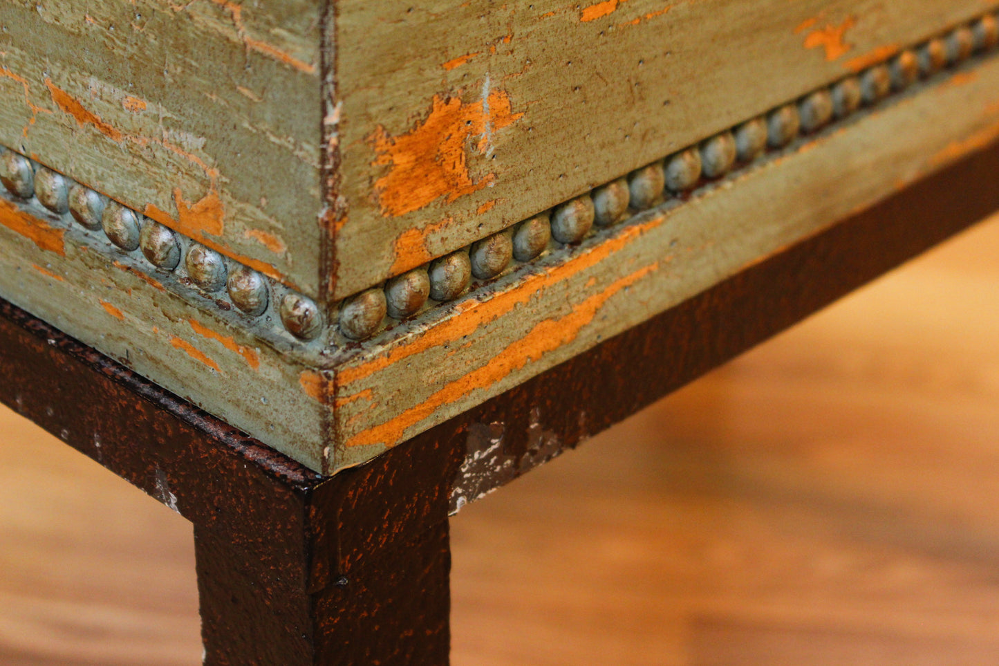 Shabby Teal Storage End Table