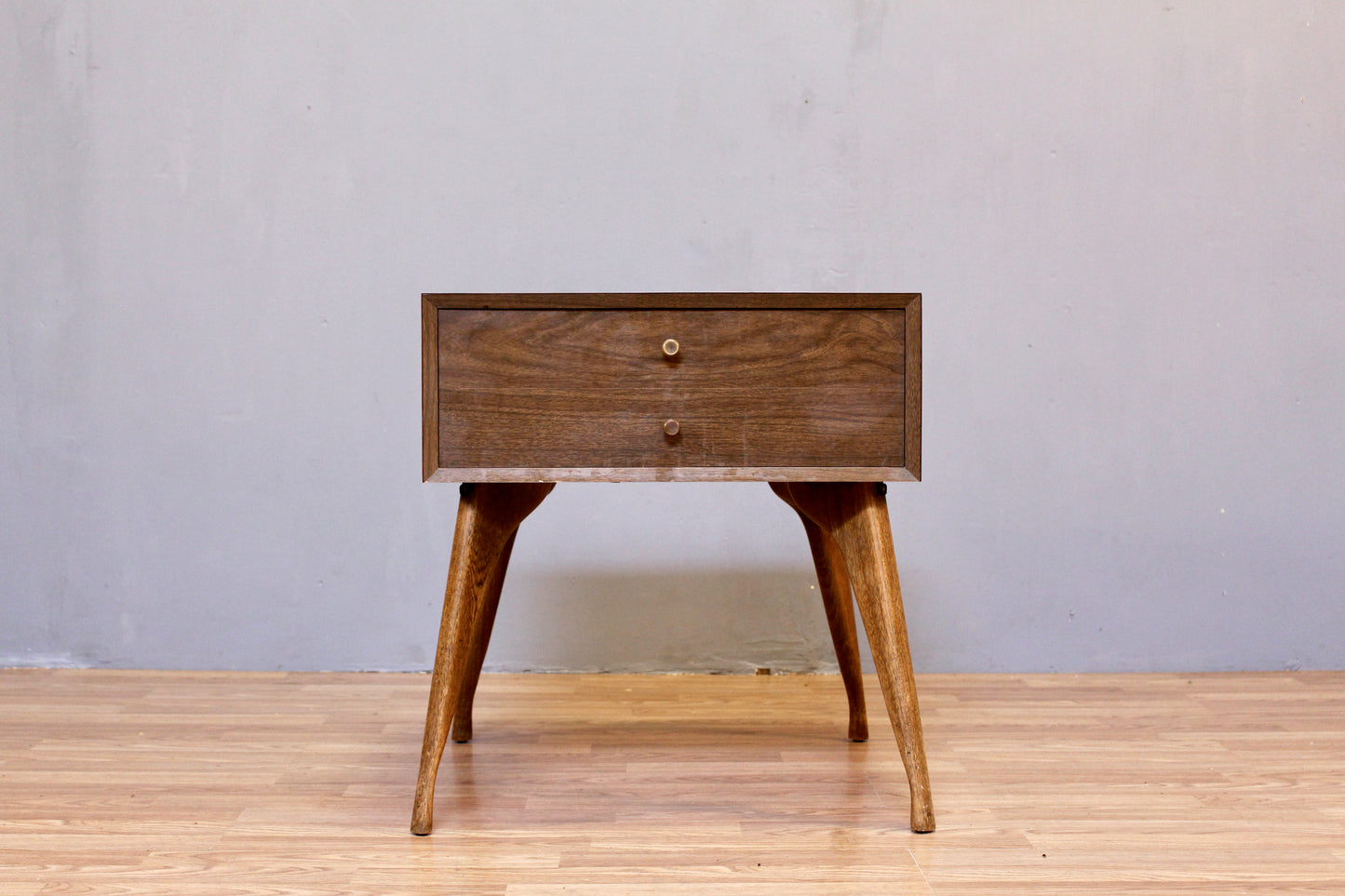 Mid Century Sculptural 1-Drawer Side Table