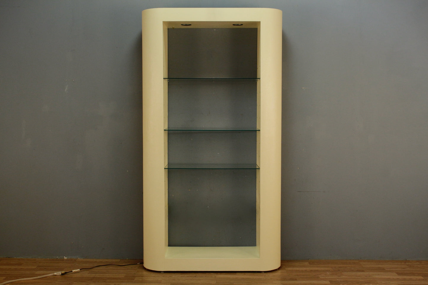 Lacquered Grasscloth & Glass Etagere