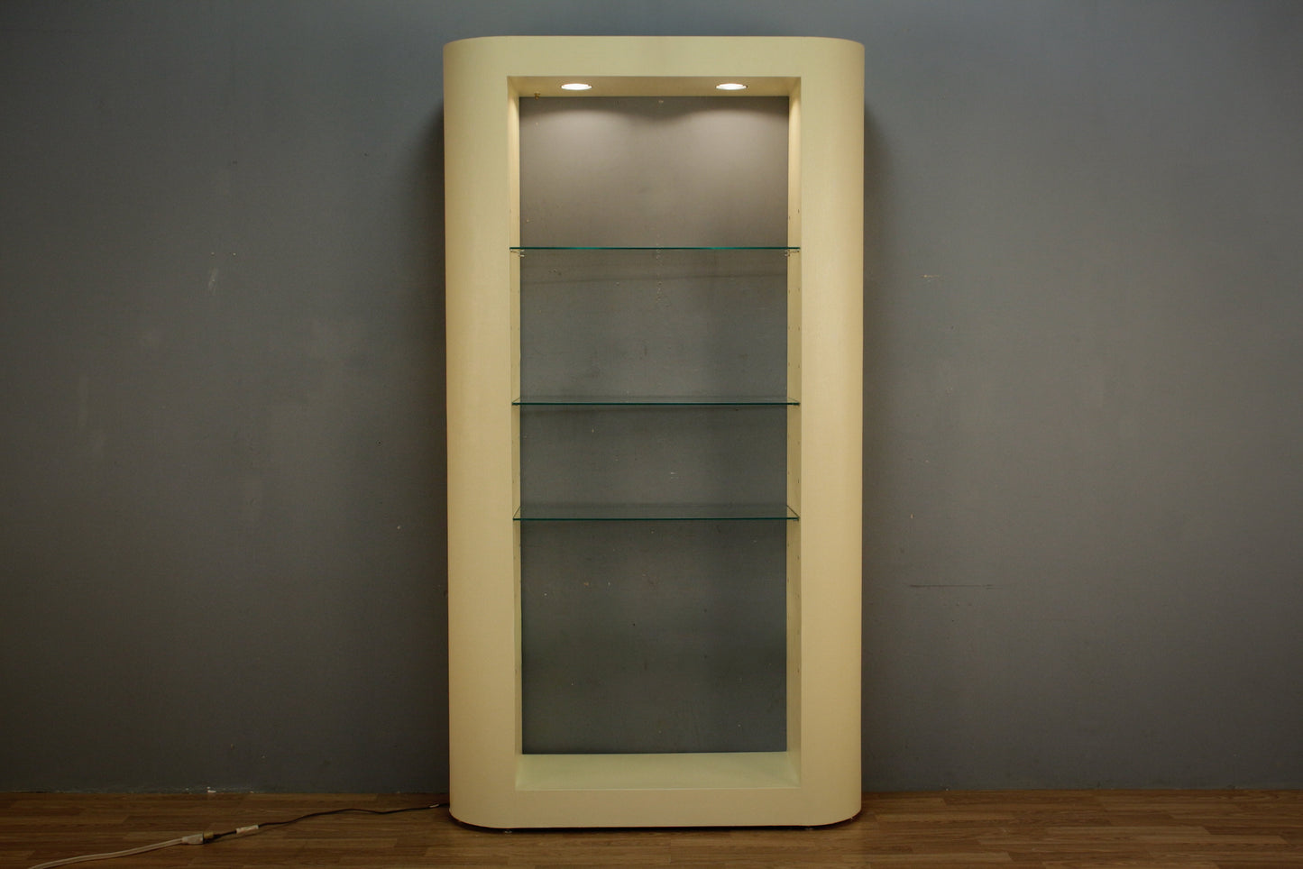 Lacquered Grasscloth & Glass Etagere