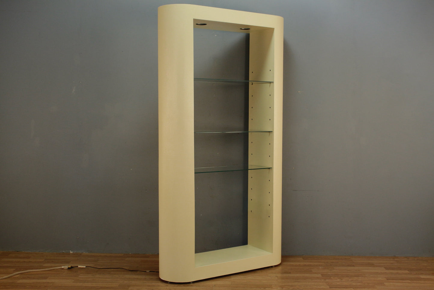 Lacquered Grasscloth & Glass Etagere