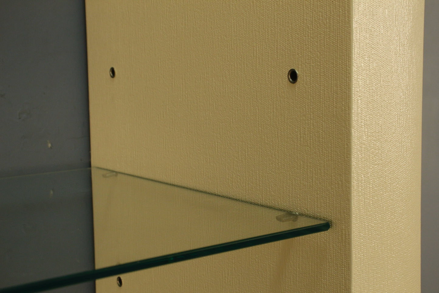 Lacquered Grasscloth & Glass Etagere