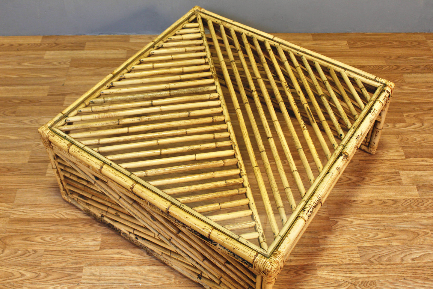 Large Bamboo & Glass Square Coffee Table - ONLINE ONLY