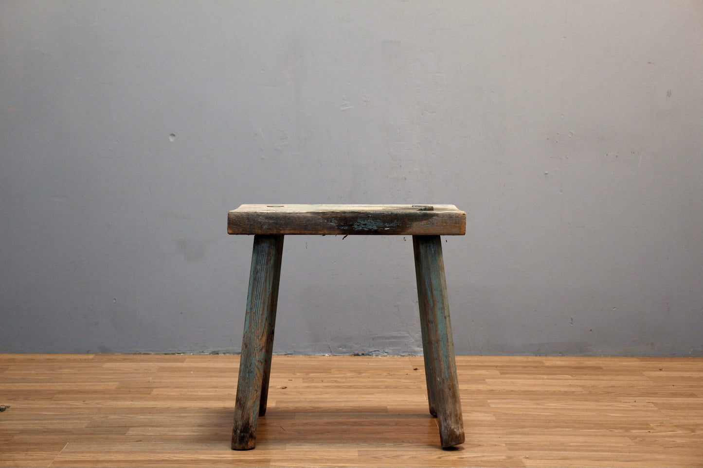 Farmhouse Seafoam Wooden Stool