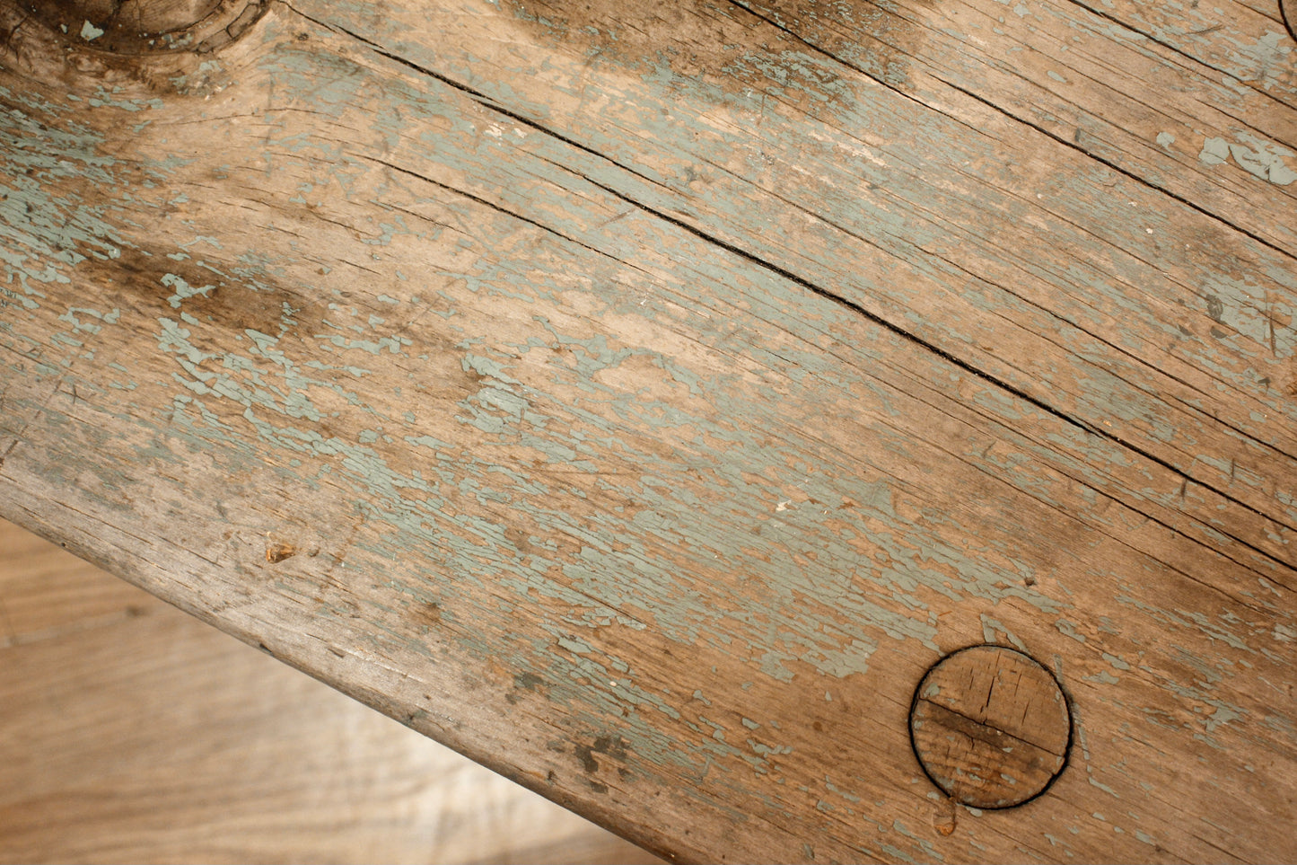 Farmhouse Seafoam Wooden Stool