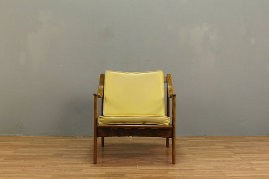 Mid Century Walnut & Yellow Lounge Chair