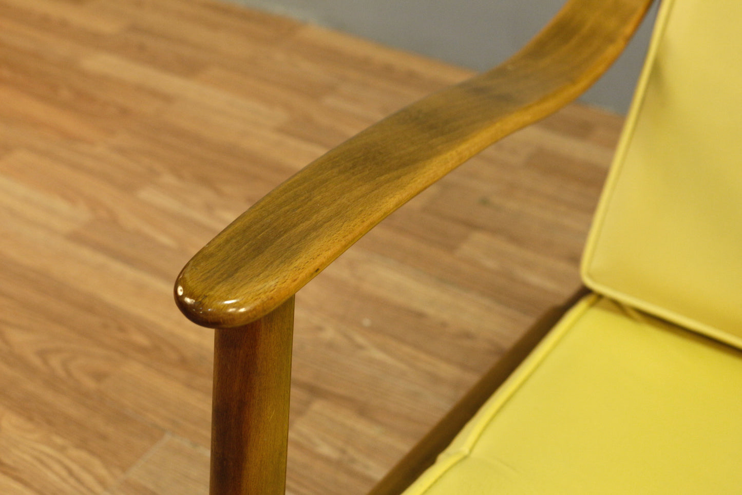 Mid Century Walnut & Yellow Lounge Chair