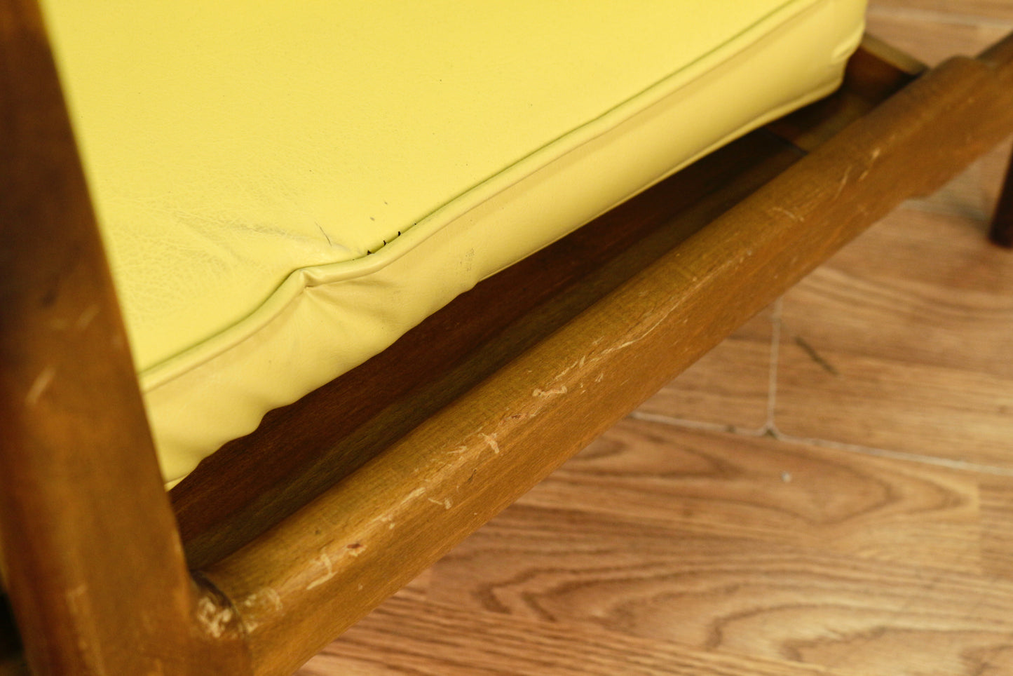 Mid Century Walnut & Yellow Lounge Chair