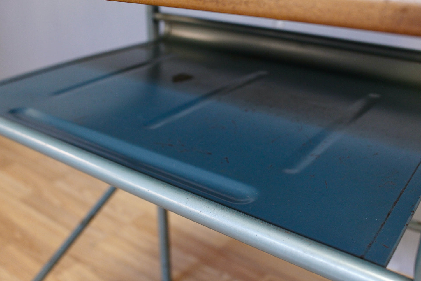 Metallic Blue & Blonde School Desk