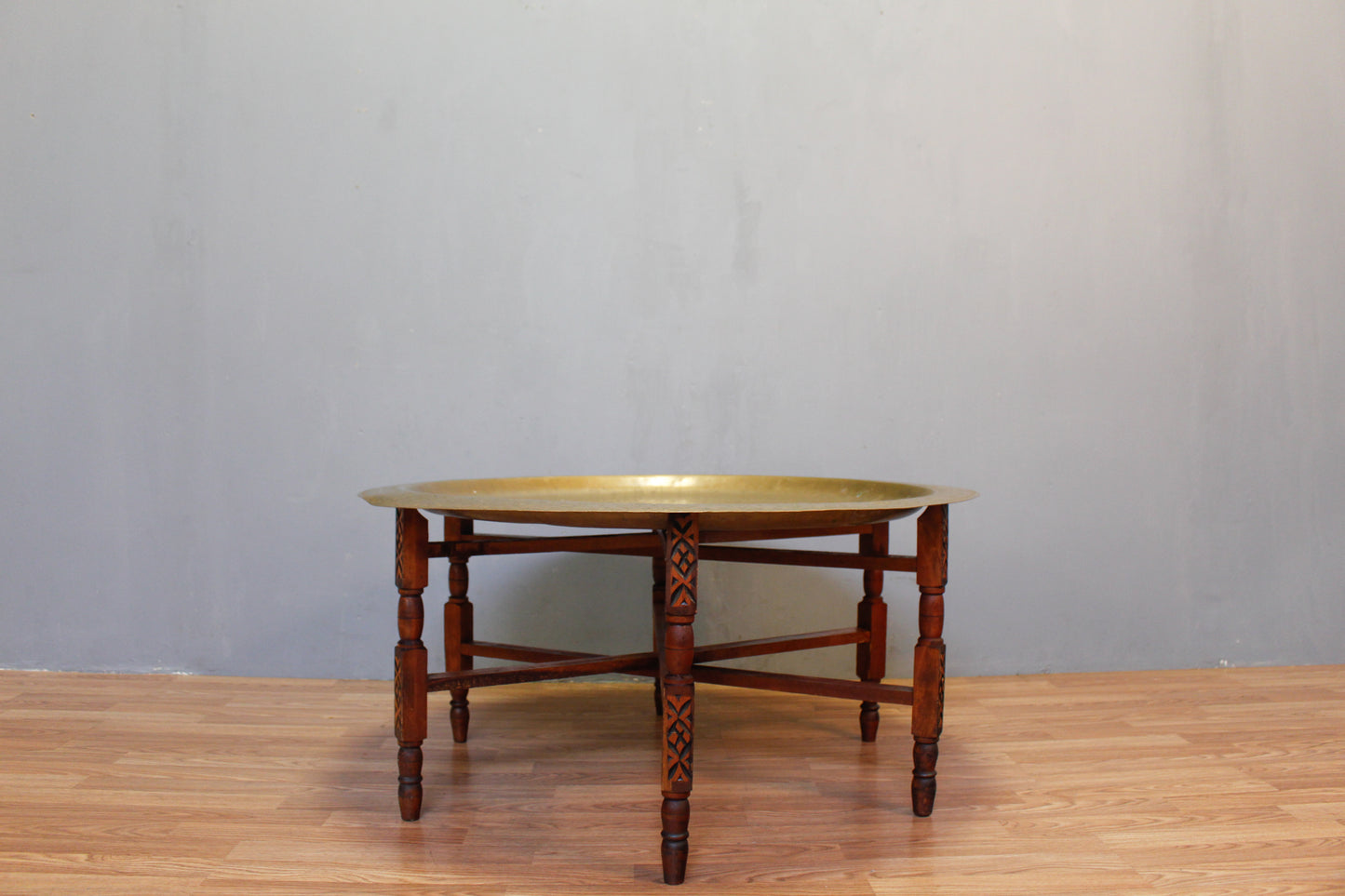 Large Moroccan Brass Tray-Top Table P