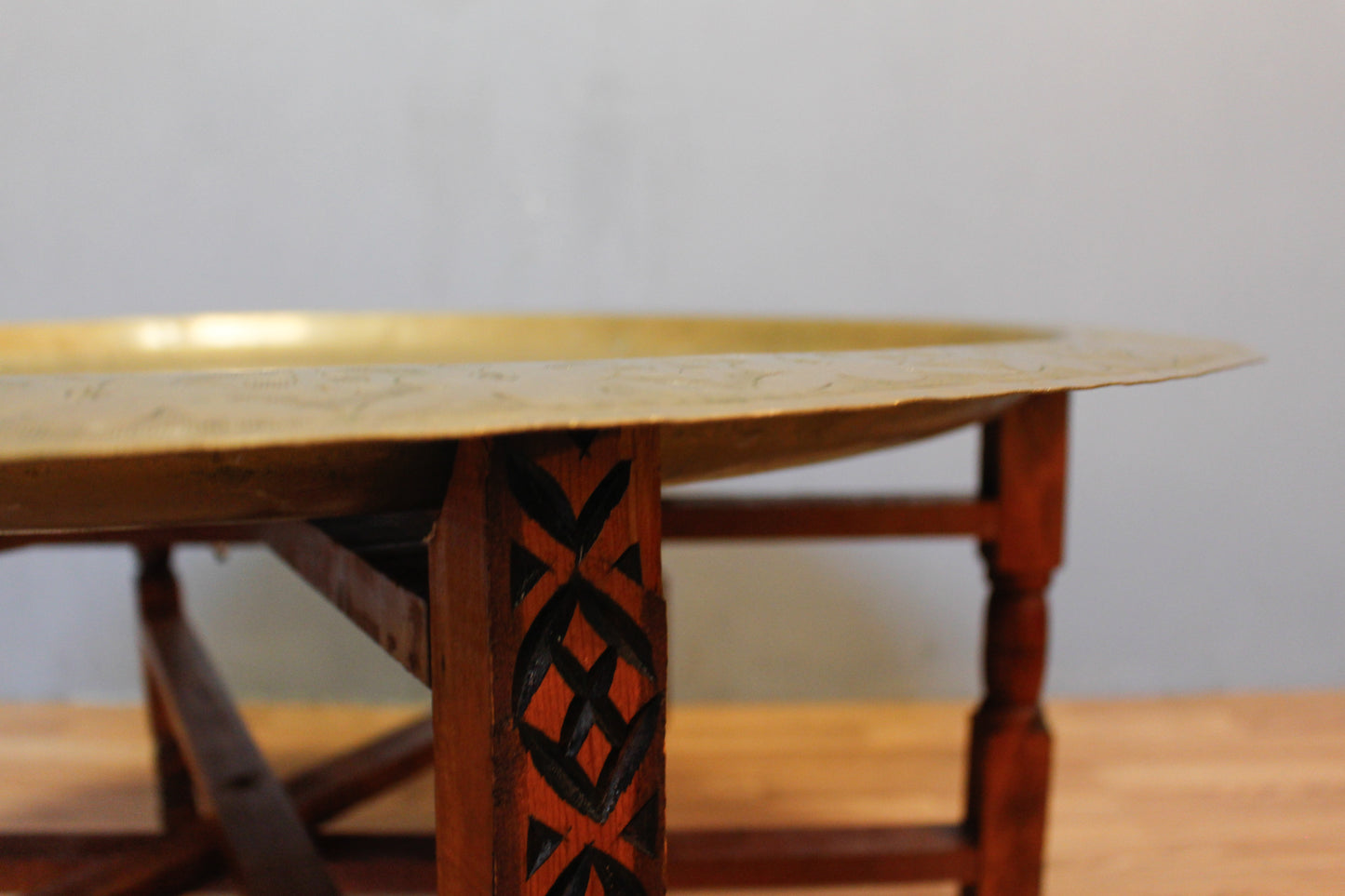 Large Moroccan Brass Tray-Top Table P