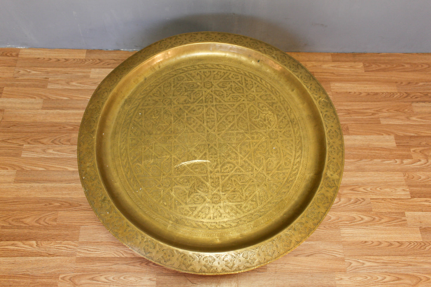 Large Moroccan Brass Tray-Top Table P