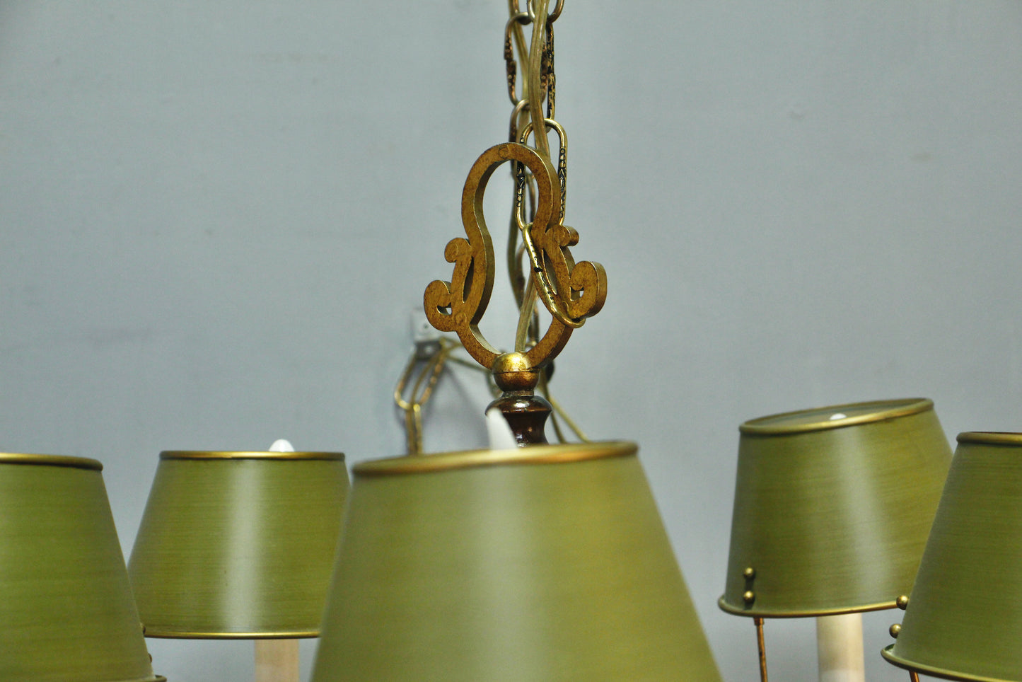 Gold & Green Candelabra Swag Lamp