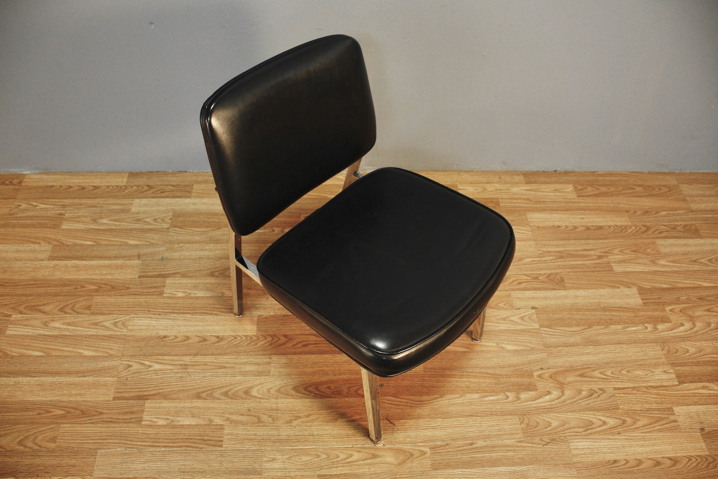 Black Leather & Chrome Side Chair