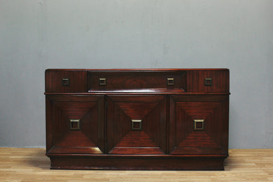 Shallow Cherry & Brass Credenza