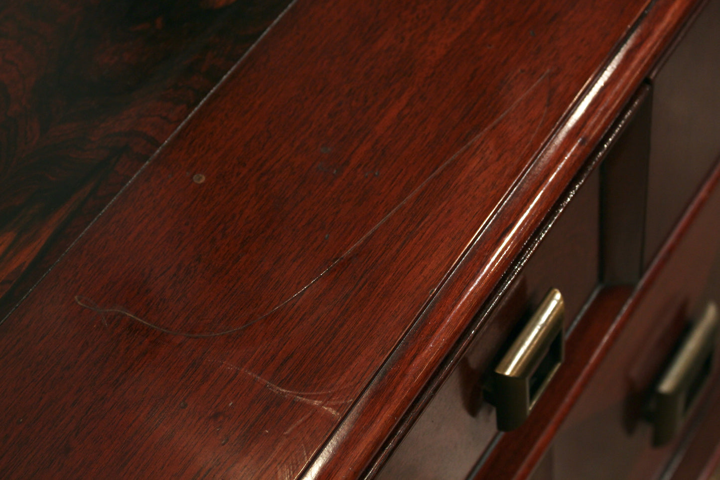 Shallow Cherry & Brass Credenza