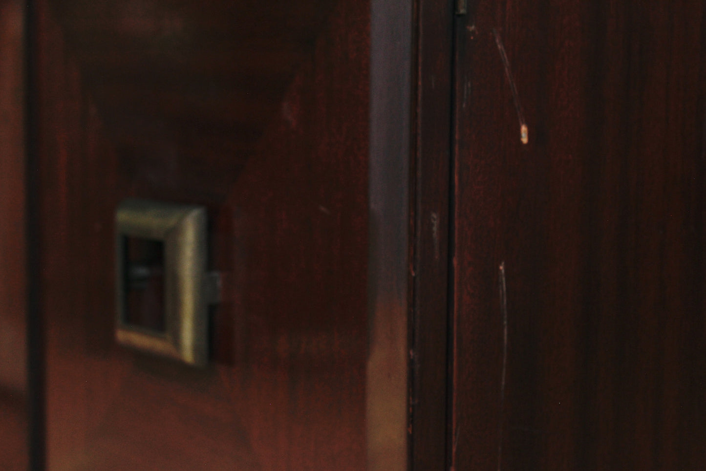 Shallow Cherry & Brass Credenza