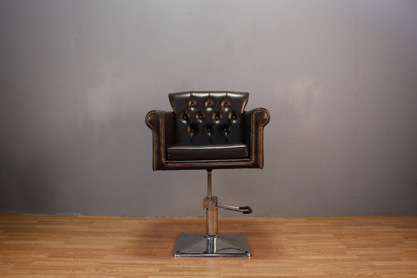 Luxe Espresso Leather & Chrome Barber Chair