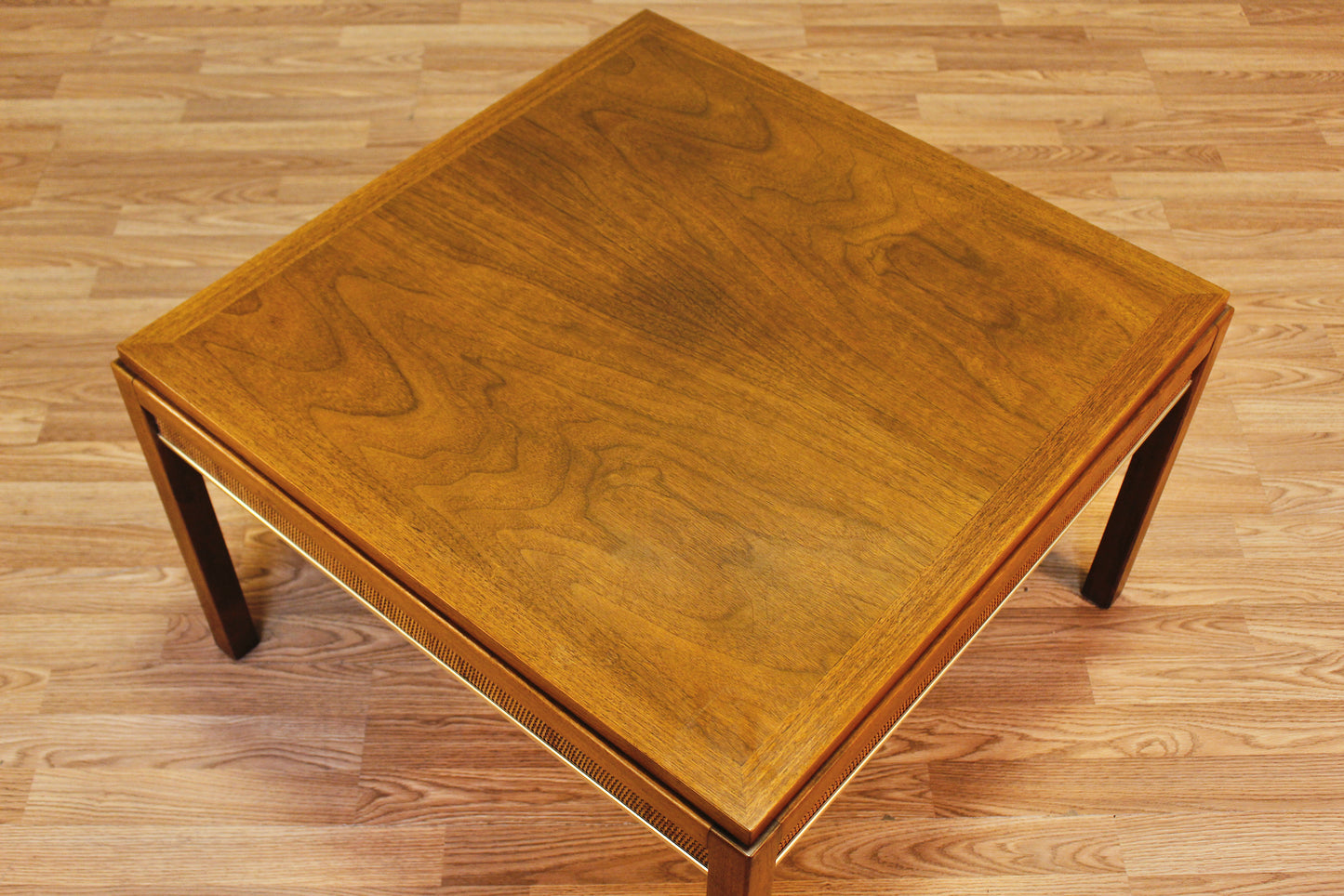 Mid Century Walnut & Cane Square Coffee Table - ONLINE ONLY