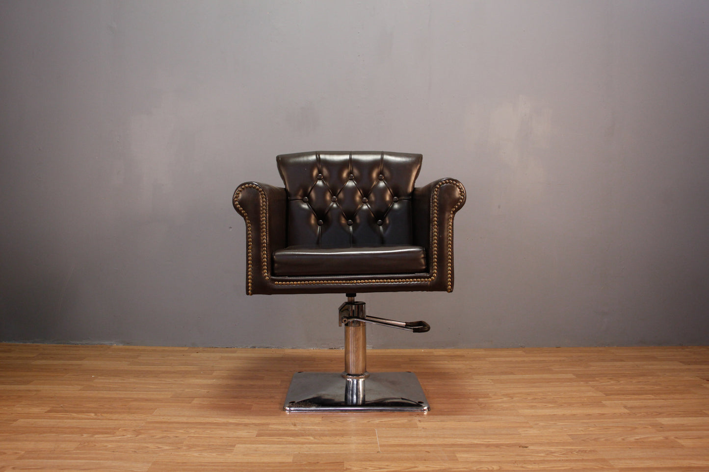 Luxe Espresso Leather & Chrome Barber Chair