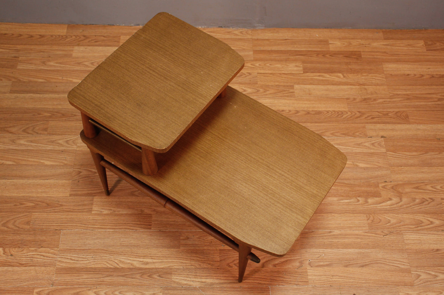 Mid Century Walnut & Laminate Stepback Table