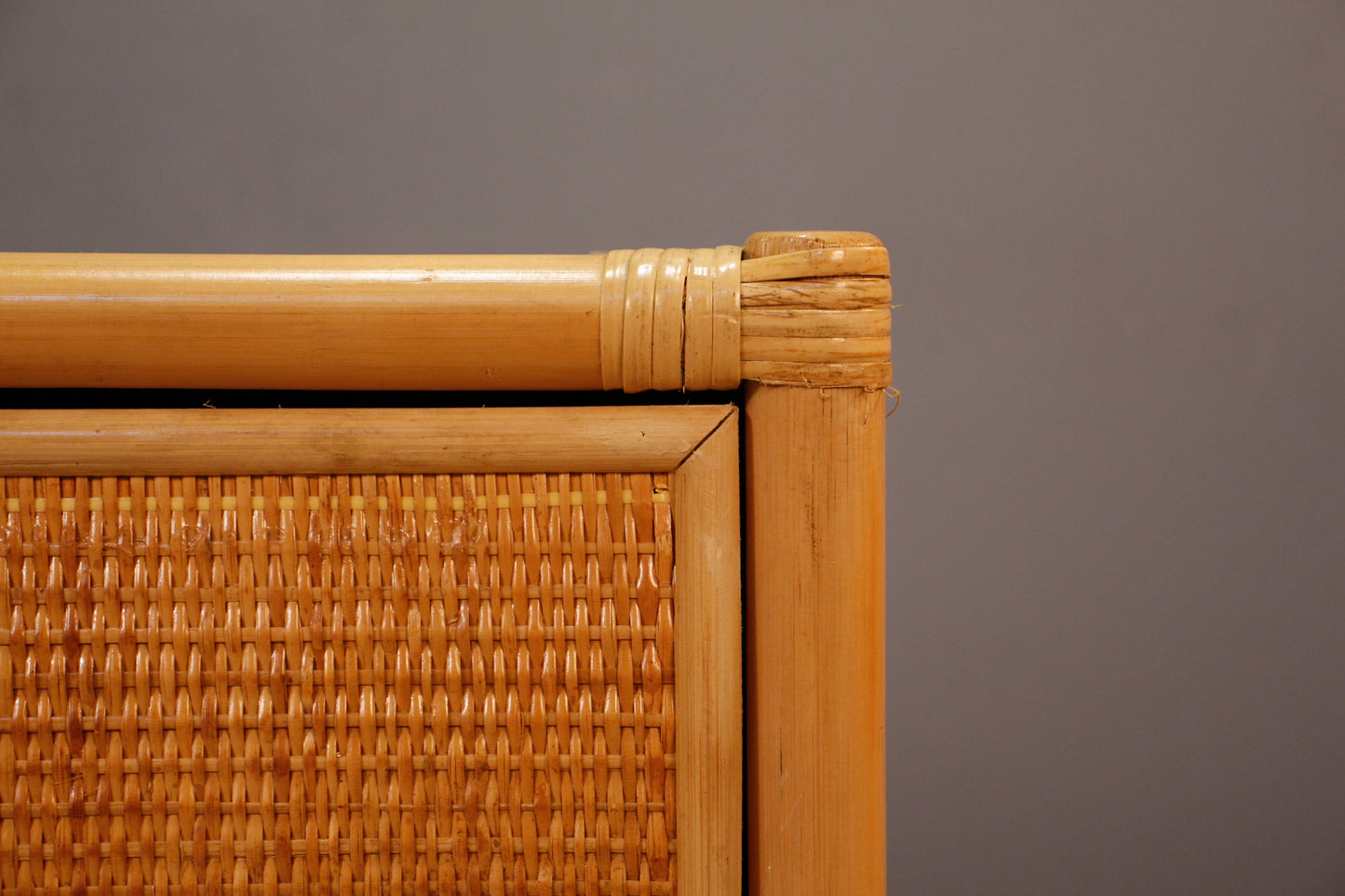 Rolling Bamboo & Woven Nightstand