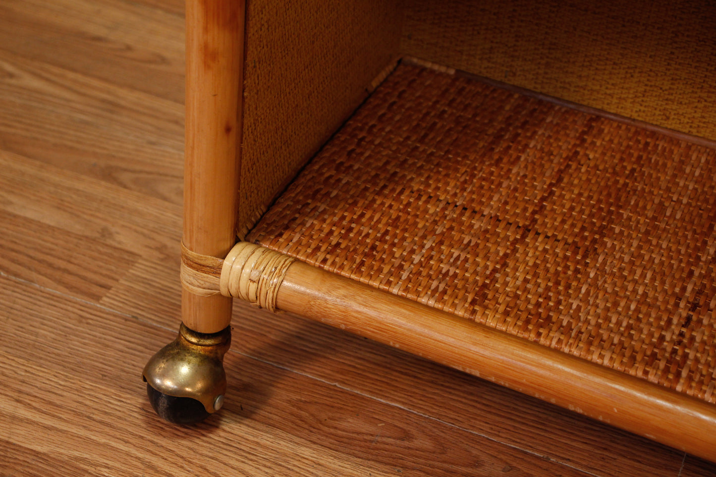 Rolling Bamboo & Woven Nightstand