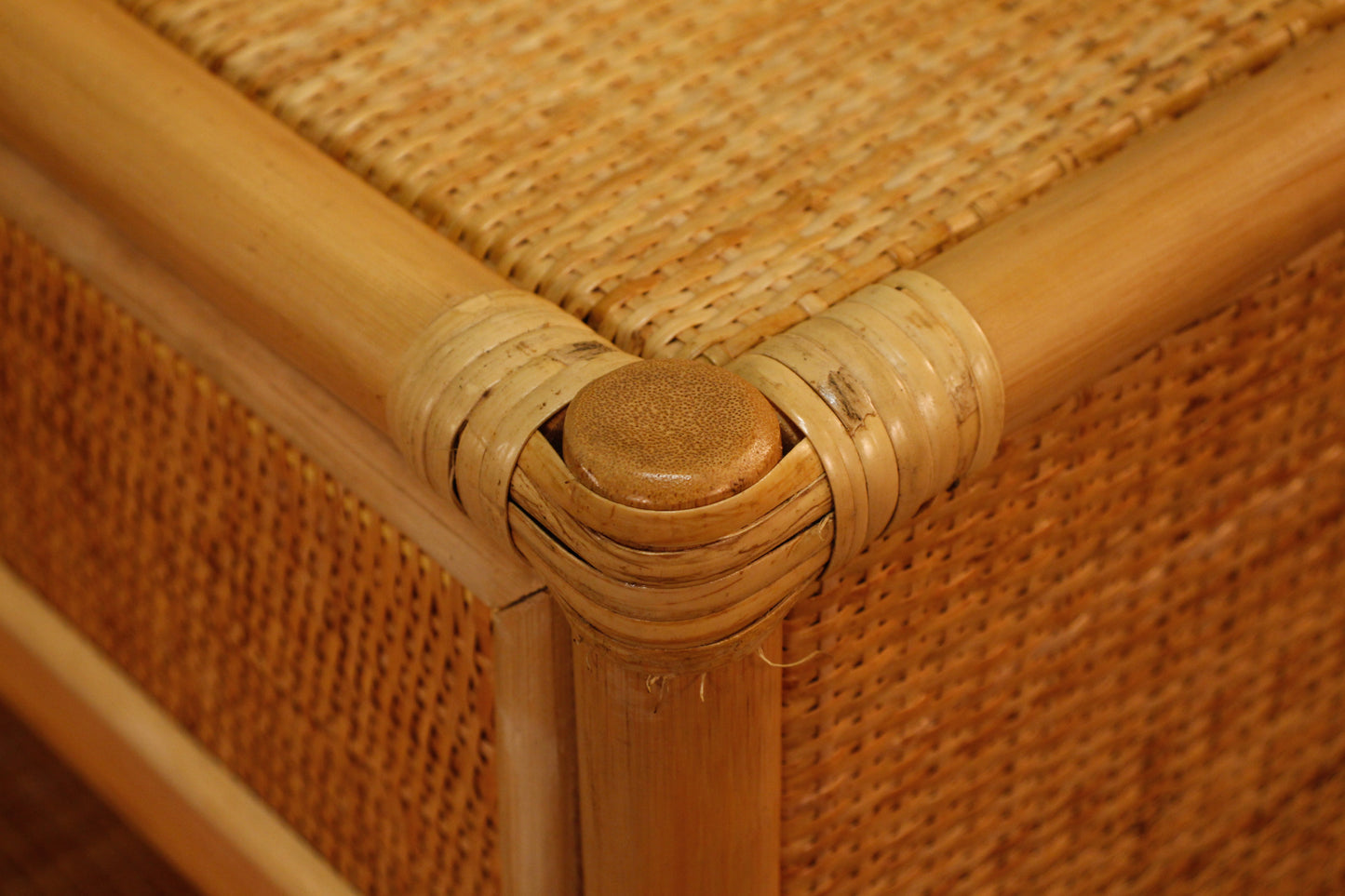 Rolling Bamboo & Woven Nightstand