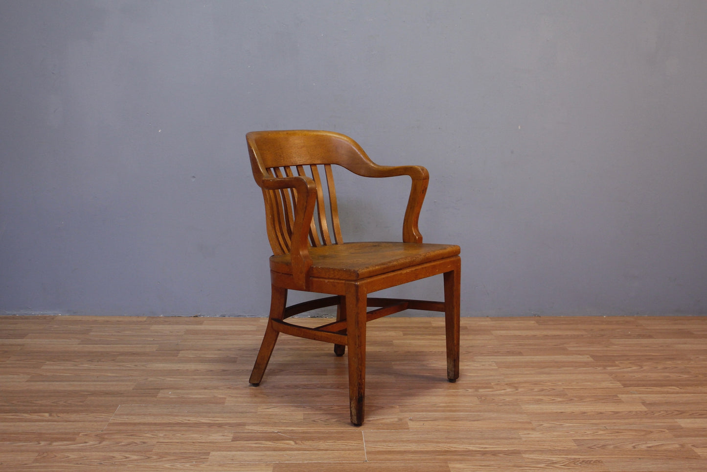Oak Slatted Banker's Chair - ONLINE ONLY
