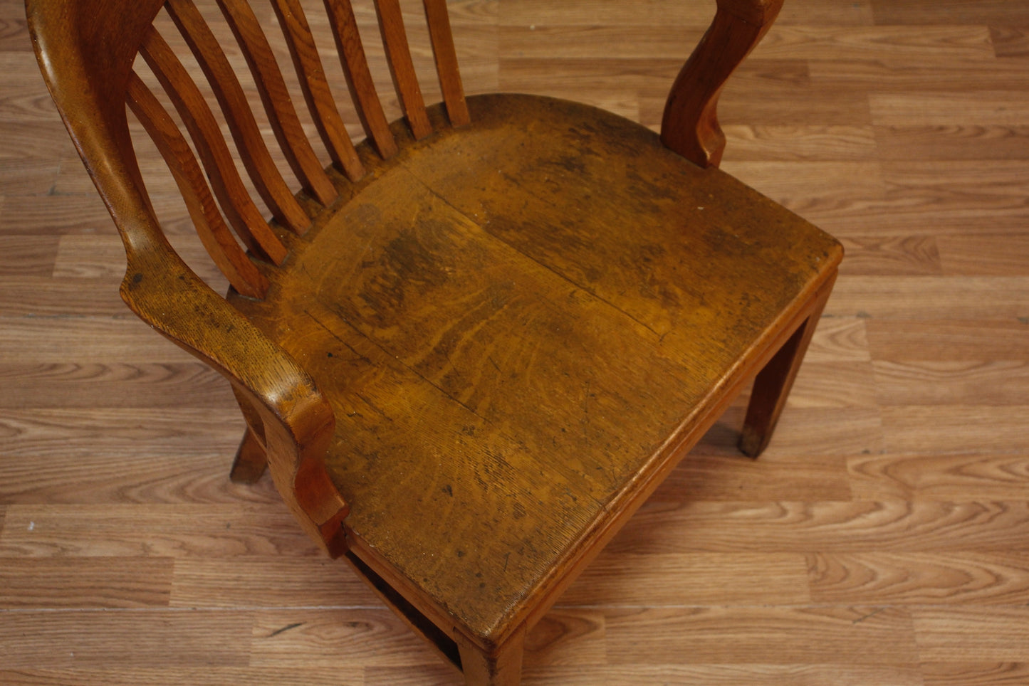 Oak Slatted Banker's Chair - ONLINE ONLY