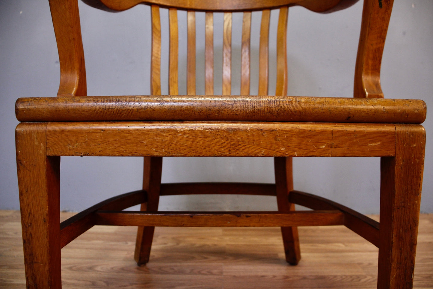 Oak Slatted Banker's Chair - ONLINE ONLY