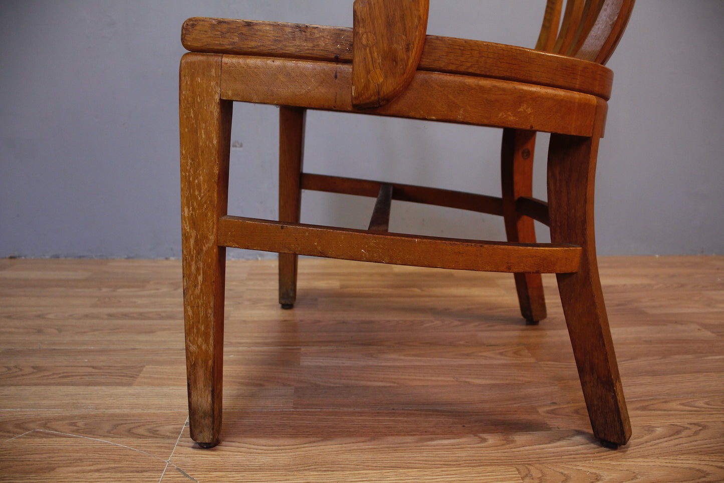 Oak Slatted Banker's Chair - ONLINE ONLY