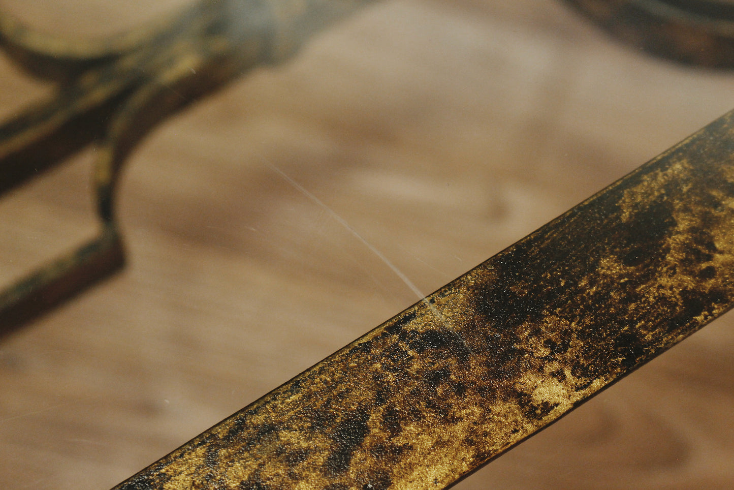 Brutalist Gold Iron & Glass Coffee Table - ONLINE ONLY