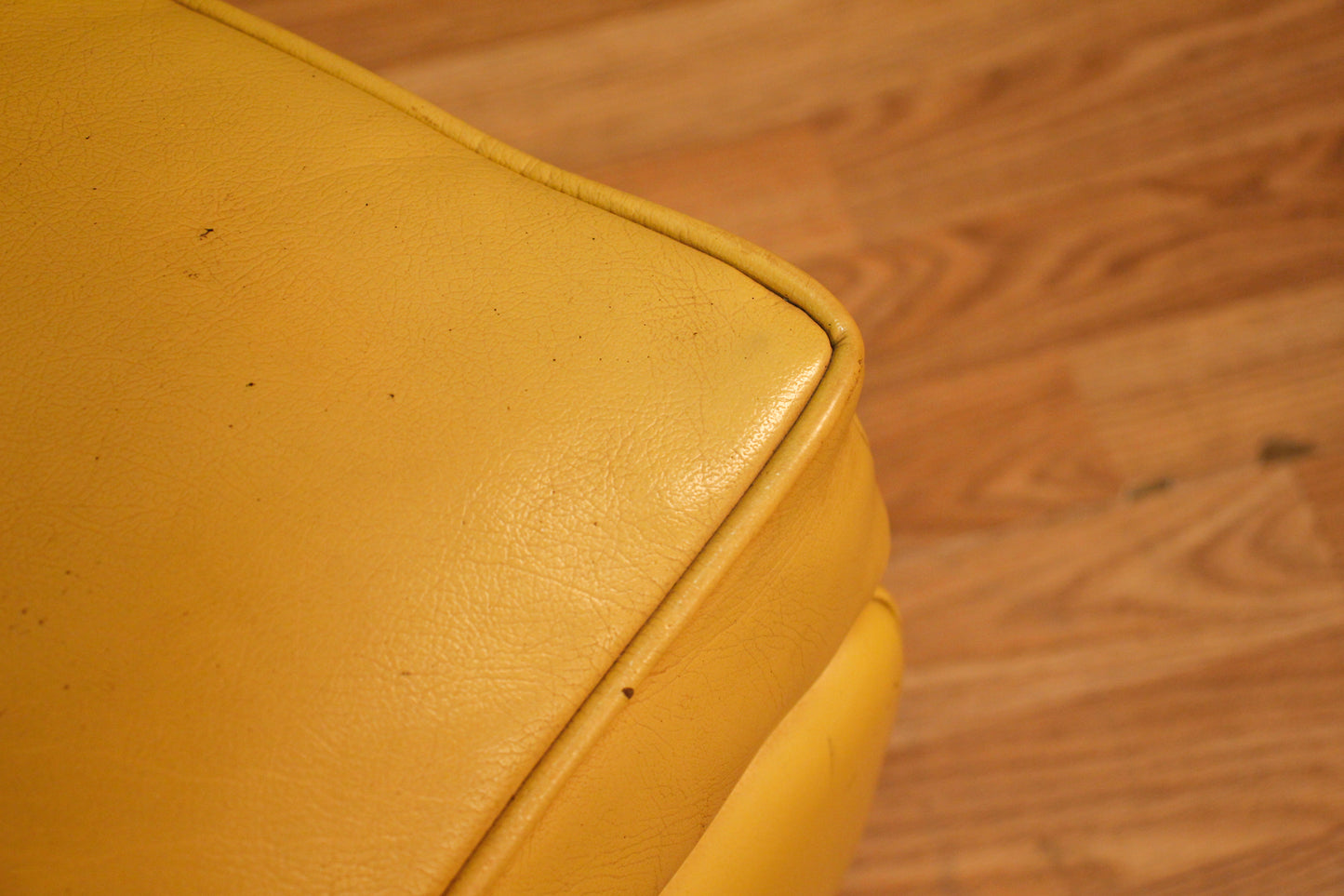 Honey Mustard Vinyl Ottoman