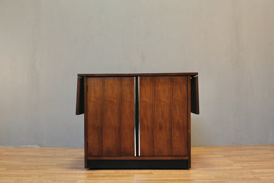 Mid Century Walnut & Chrome Drop-Leaf Cabinet