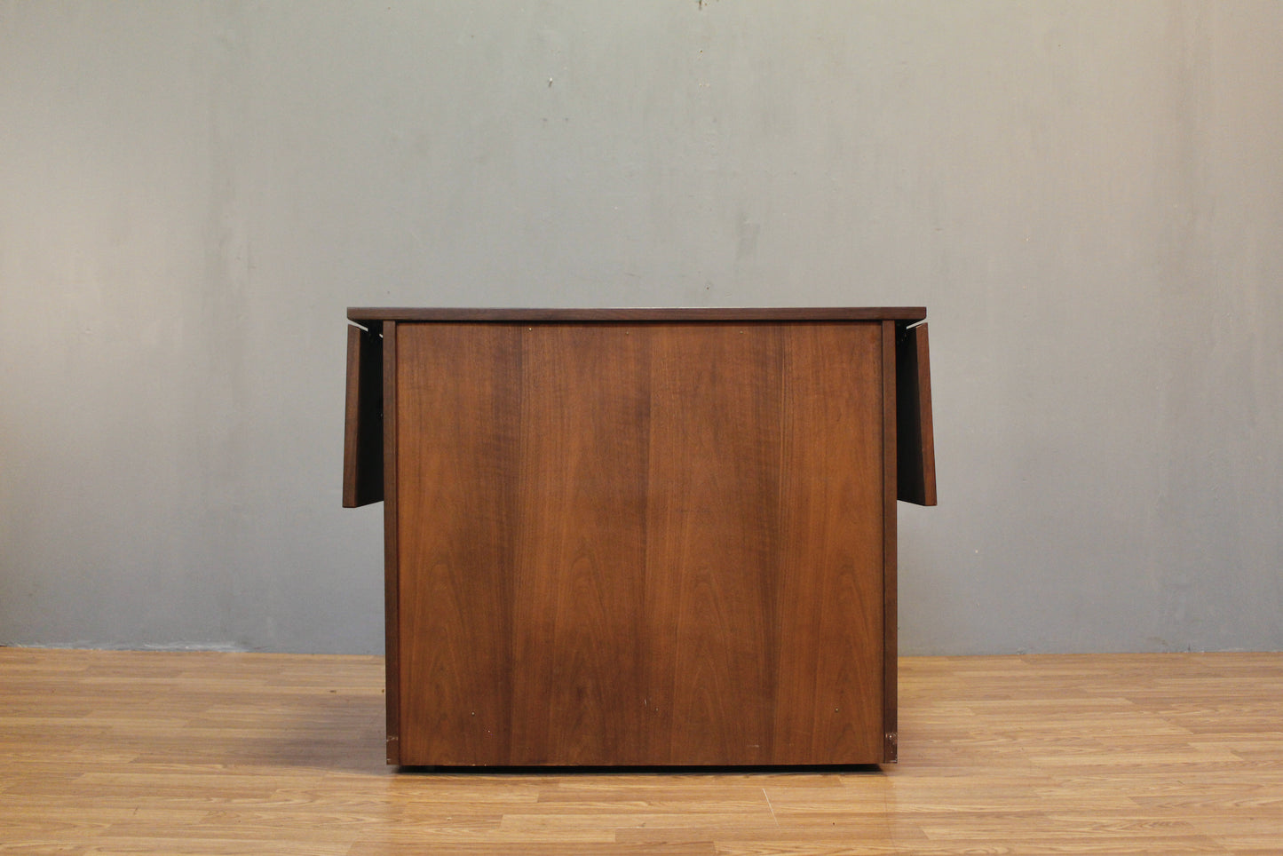 Mid Century Walnut & Chrome Drop-Leaf Cabinet