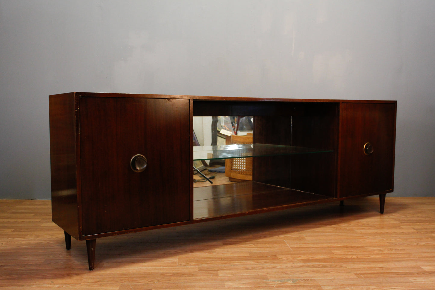 Large Mid Century Illuminated Bar Credenza