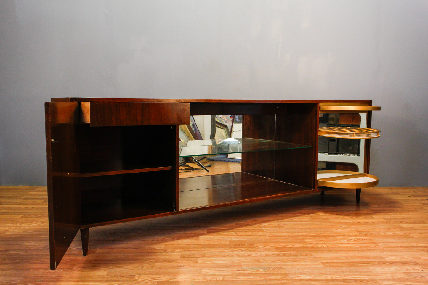 Large Mid Century Illuminated Bar Credenza