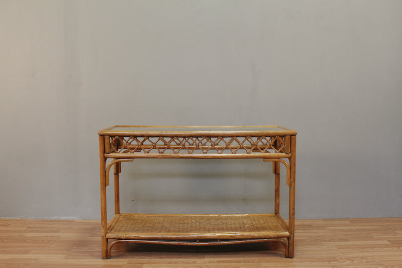 Rattan & Glass Console Table - ONLINE ONLY