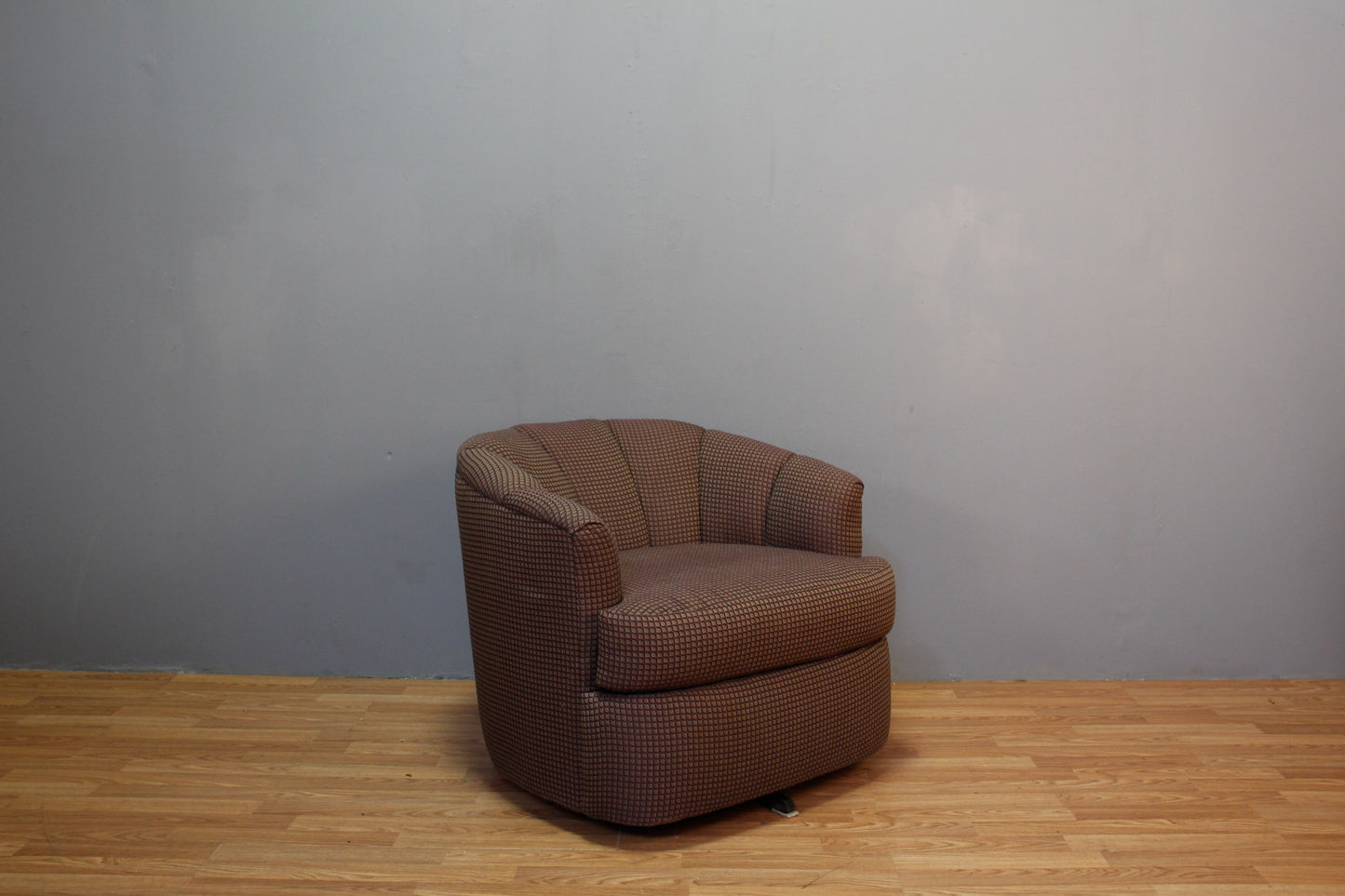 Milo Baughman-Style Grid Swivel Club Chair - ONLINE ONLY