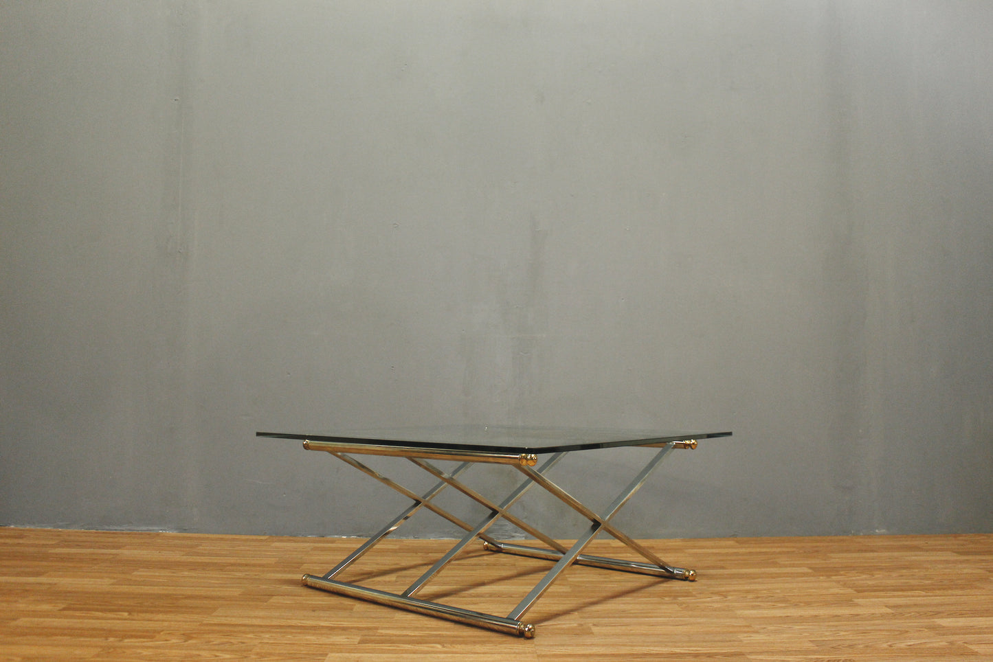"Triple-X" Chrome & Glass-Top Coffee Table - ONLINE ONLY
