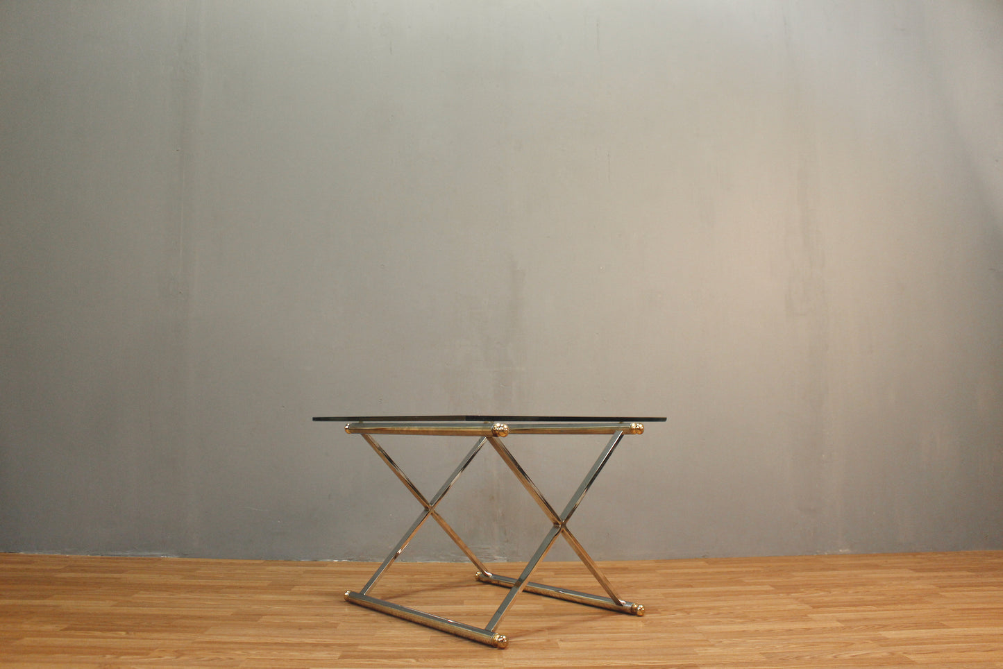 "Double-X" Chrome & Glass-Top End Table - ONLINE ONLY