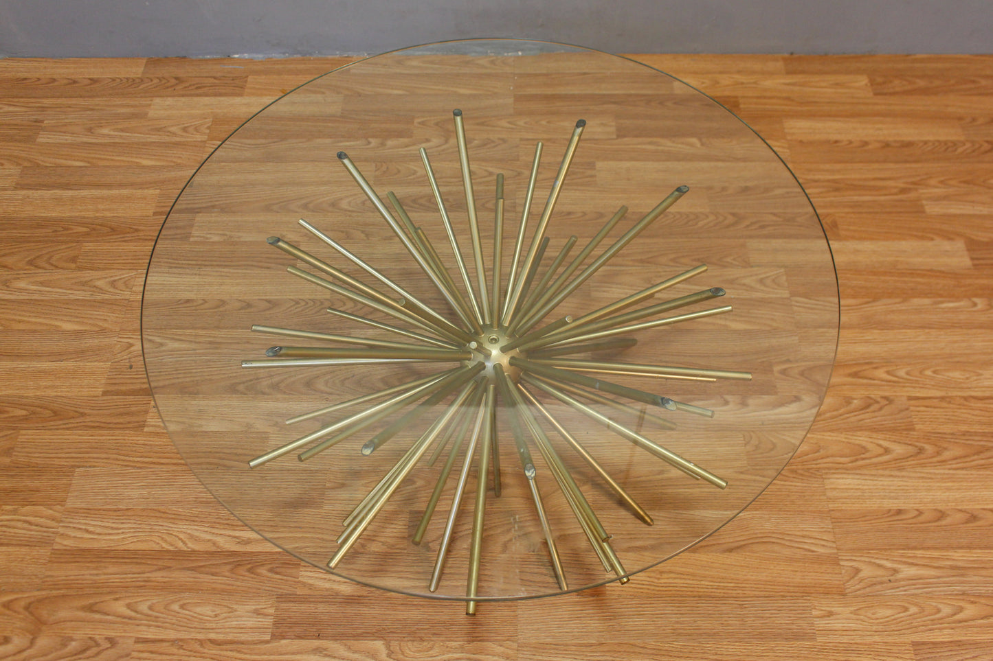 Contemporary Sunburst Round Glass-Top Coffee Table - ONLINE ONLY