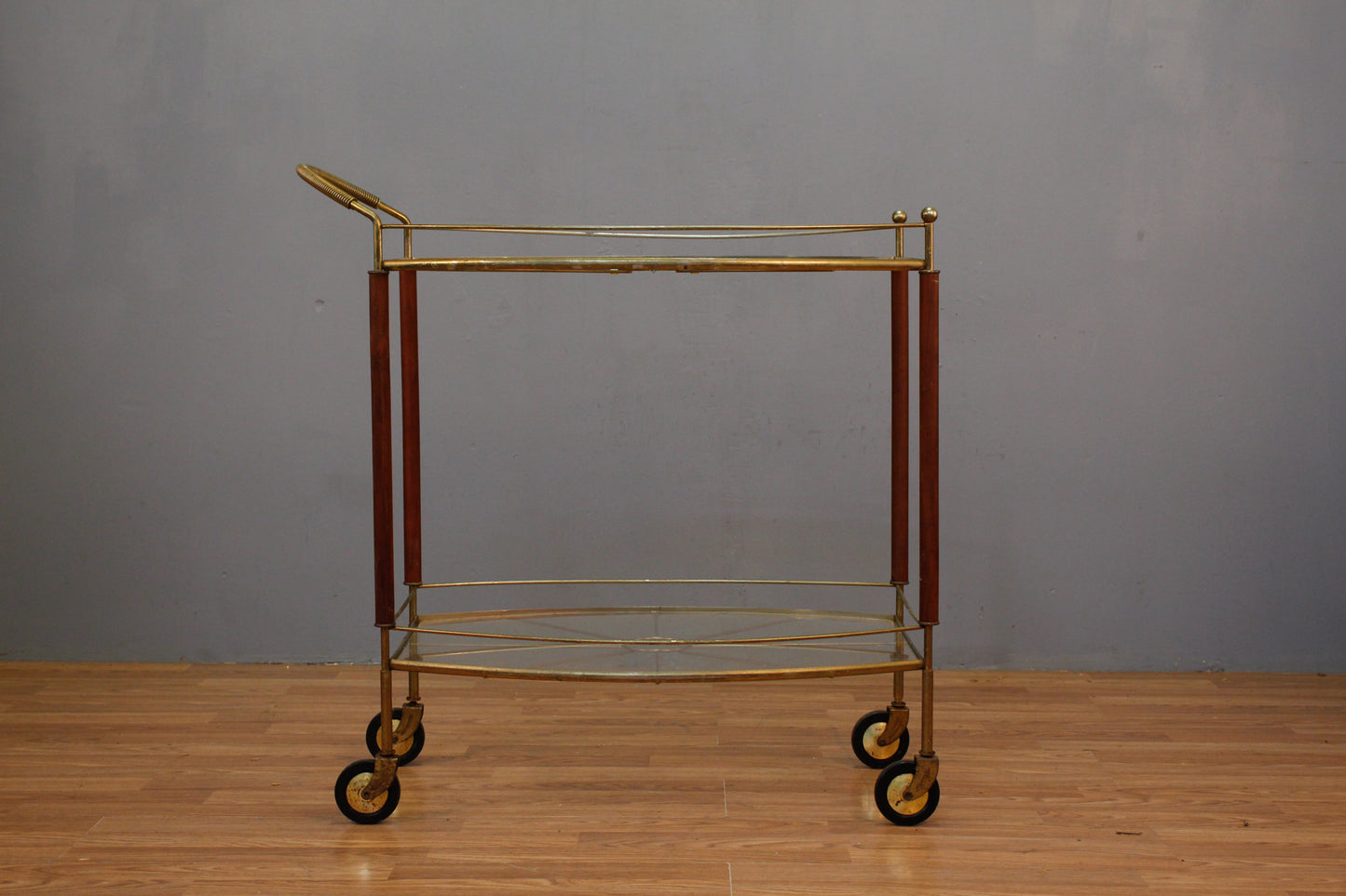 Classic Mid Century Brass & Glass Bar Cart